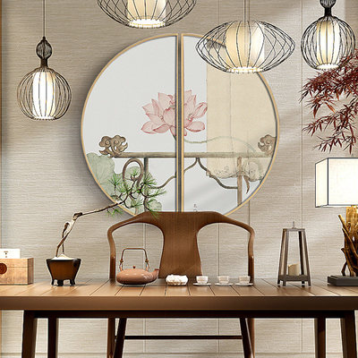 風(fēng)雅閑趣，一畫入景 新中式餐廳玄關(guān)圓形掛畫選購(gòu)與搭配指南
